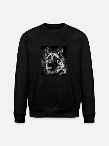 German Shepherd Dog Portrait - Stanley/Stella ROLLER Unisex Organic Sweatshirt - black
