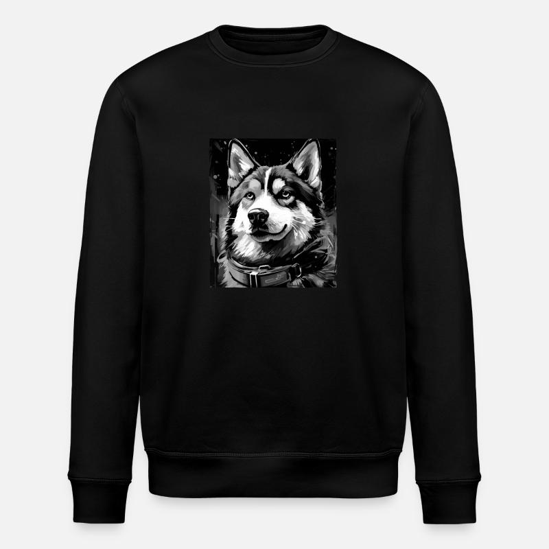 Portrait de chien husky - Sweat bio ROLLER Stanley/Stella Unisexe - noir