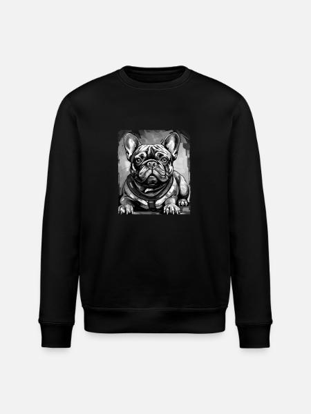 French Bulldog Dog Portrait - Stanley/Stella ROLLER Unisex Organic Sweatshirt - black