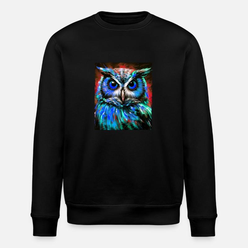 Owl Portrait - Stanley/Stella ROLLER Unisex Organic Sweatshirt - black