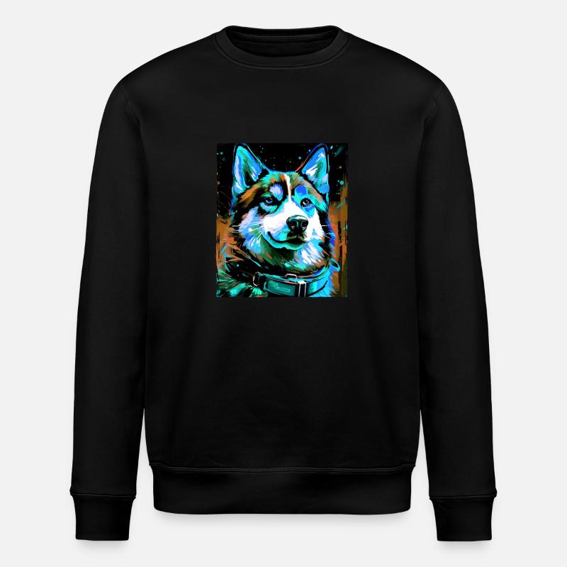 Portrait de chien husky - Sweat bio ROLLER Stanley/Stella Unisexe - noir