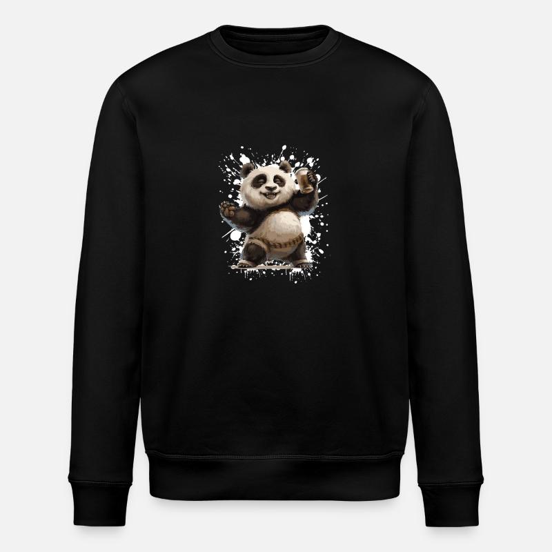 Panda Bier Lustig - Stanley/Stella Unisex Bio-Sweatshirt ROLLER - Schwarz