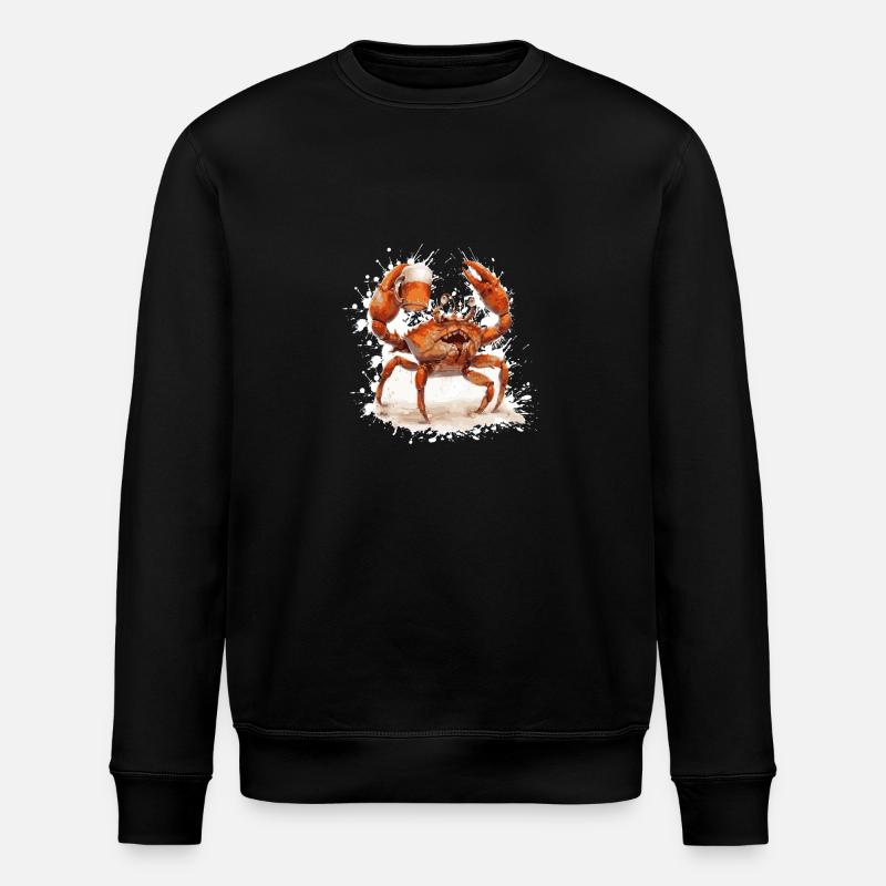 Crab Crab Beer Funny - Stanley/Stella ROLLER Unisex Organic Sweatshirt - black