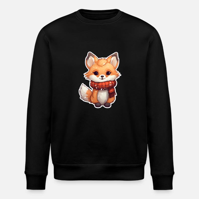 Winterliche Füchsin - Stanley/Stella Unisex Bio-Sweatshirt ROLLER - Schwarz