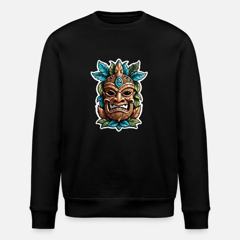 Tiki Beach - Polynesien Statue - Stanley/Stella Unisex Bio-Sweatshirt ROLLER - Schwarz