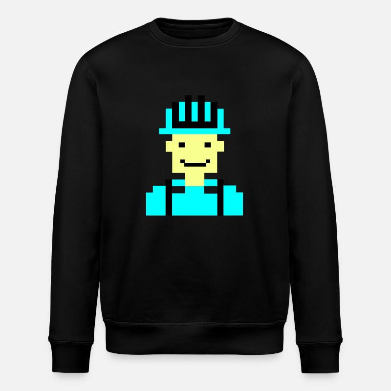 Construction Worker Pixel 01 - Stanley/Stella ROLLER Unisex Organic Sweatshirt - black
