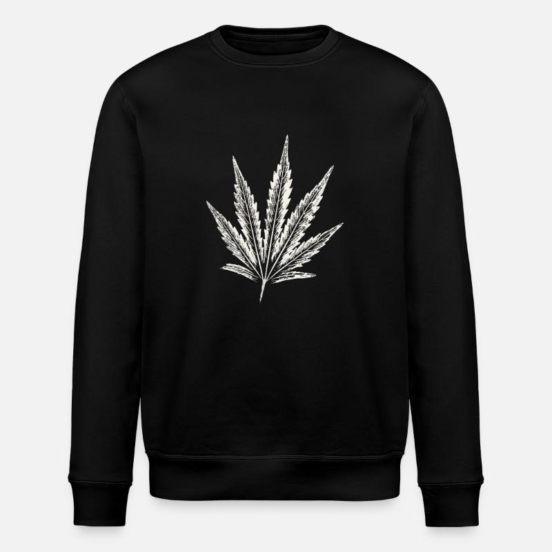 Feuille de cannabis - BLANC - Sweat bio ROLLER Stanley/Stella Unisexe - noir