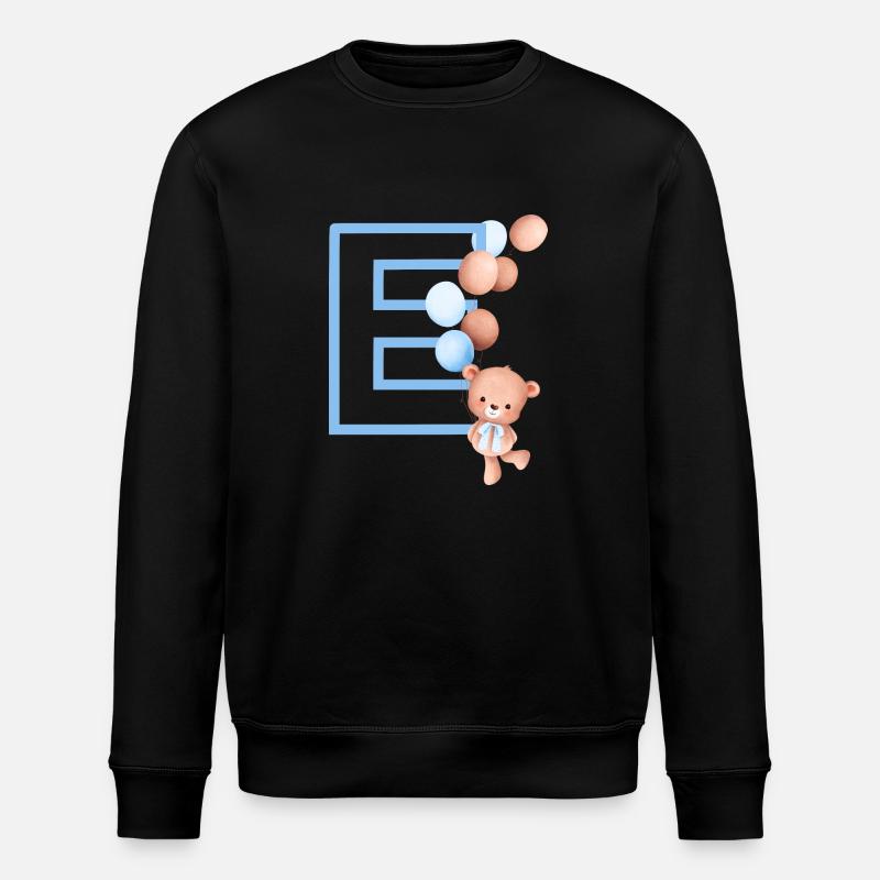 Lettre e bleue ours - Sweat bio ROLLER Stanley/Stella Unisexe - noir