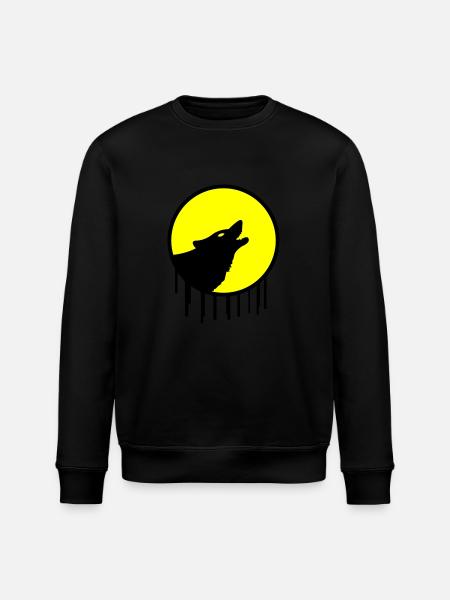 wolf full moon - Stanley/Stella ROLLER Unisex Organic Sweatshirt - black