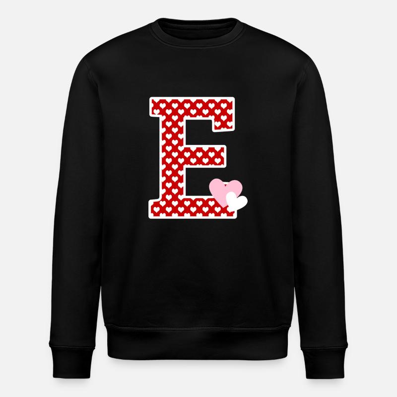 Lettre E cœur - Sweat bio ROLLER Stanley/Stella Unisexe - noir