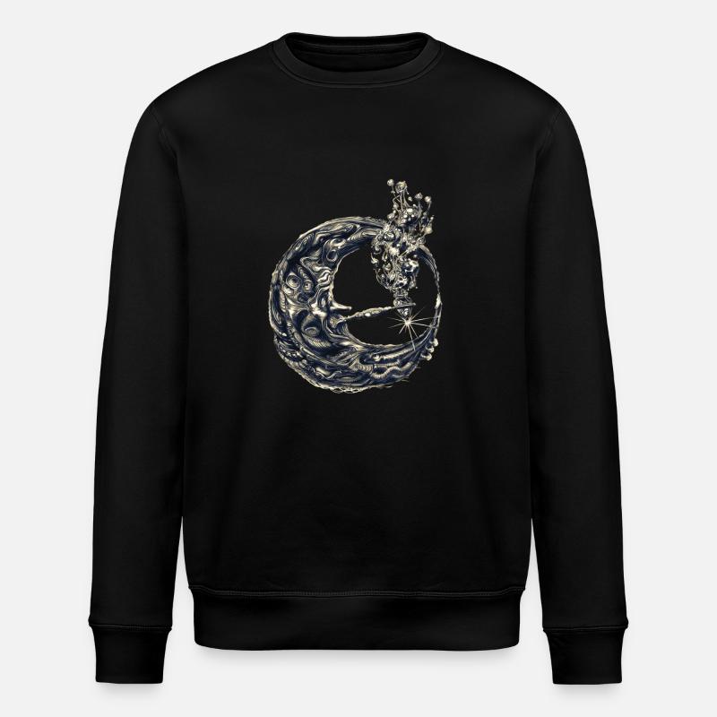 Moon with a pipe - Stanley/Stella ROLLER Unisex Organic Sweatshirt - black