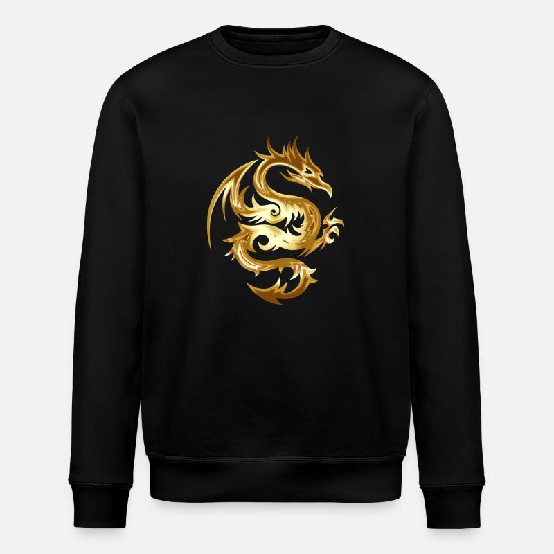 Golden Chinese Dragon Gift Idea - Stanley/Stella ROLLER Unisex Organic Sweatshirt - black