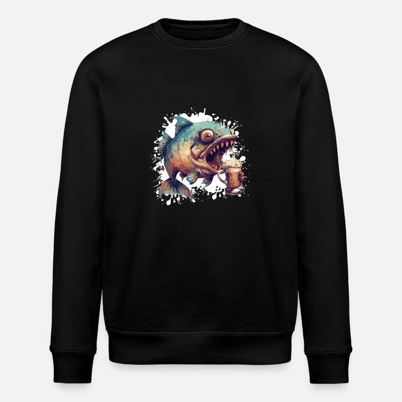 Piranha Fish Beer - Stanley/Stella ROLLER Unisex Organic Sweatshirt - black