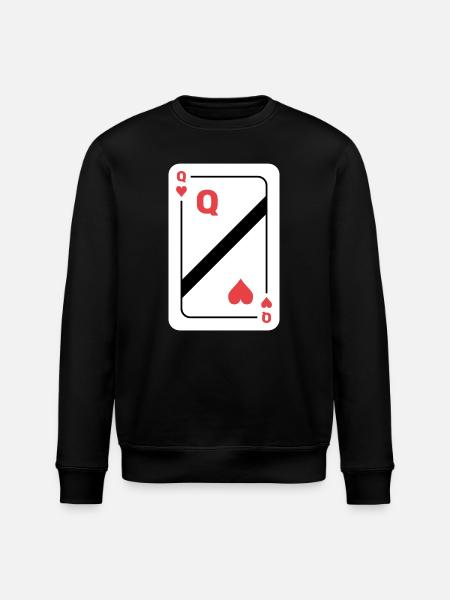 Queen of Hearts playing card Poker card - Stanley/Stella ROLLER Unisex Organic Sweatshirt - black