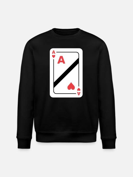 Ace of Hearts Playing Card - Stanley/Stella ROLLER Unisex Organic Sweatshirt - black