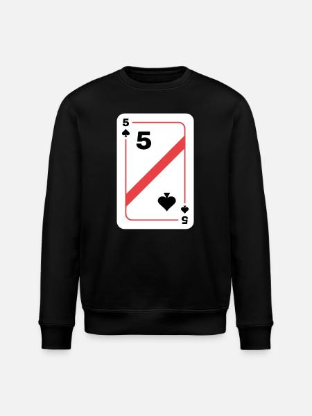 Five Spades Poker Card - Stanley/Stella ROLLER Unisex Organic Sweatshirt - black