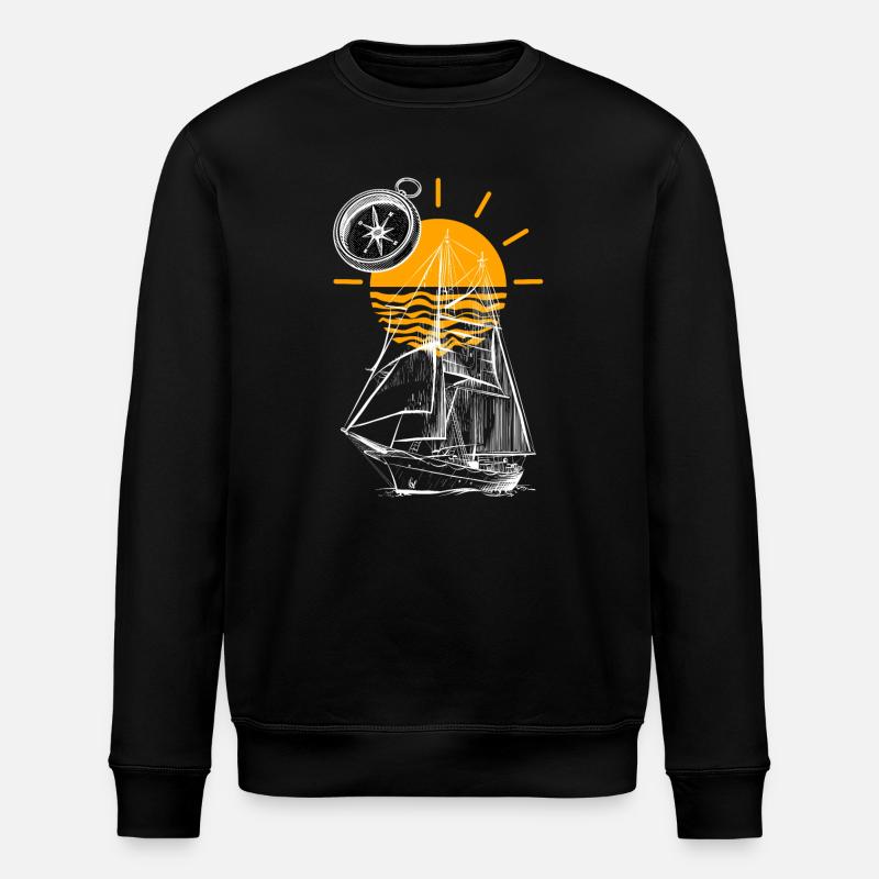 Sailing Ship Sunset - Stanley/Stella ROLLER Unisex Organic Sweatshirt - black