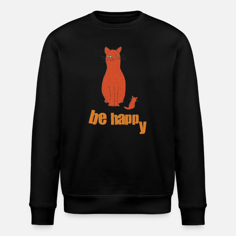 cat be happy - Stanley/Stella ROLLER Unisex Organic Sweatshirt - black