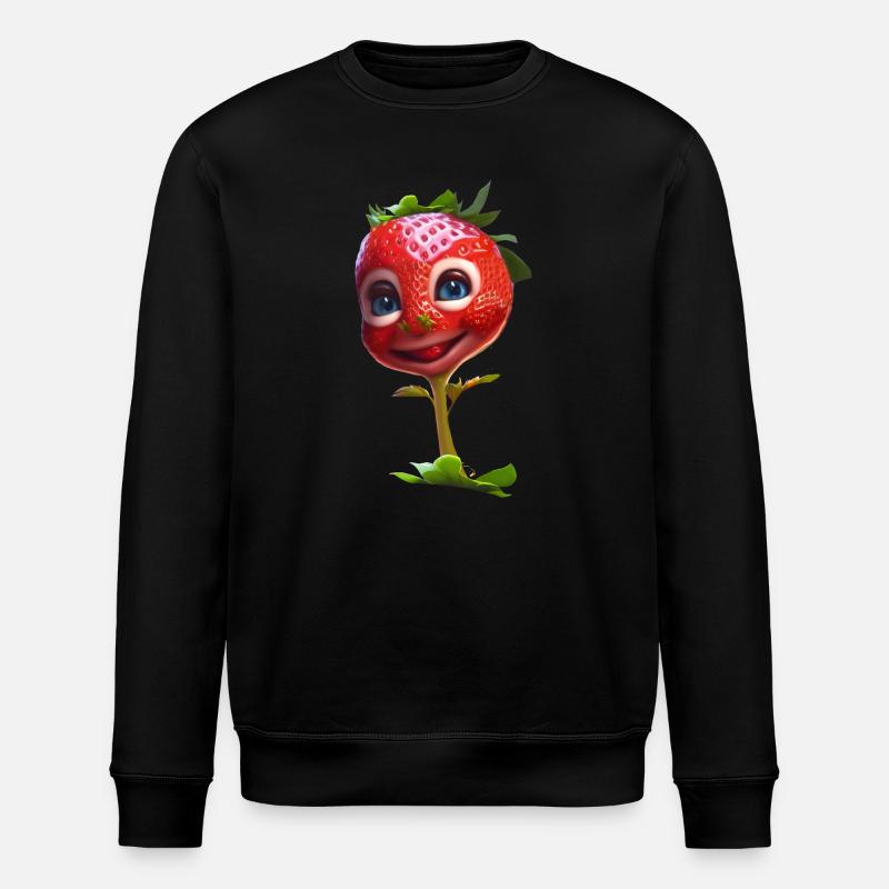 Süße lustige Erdbeere - Stanley/Stella Unisex Bio-Sweatshirt ROLLER - Schwarz