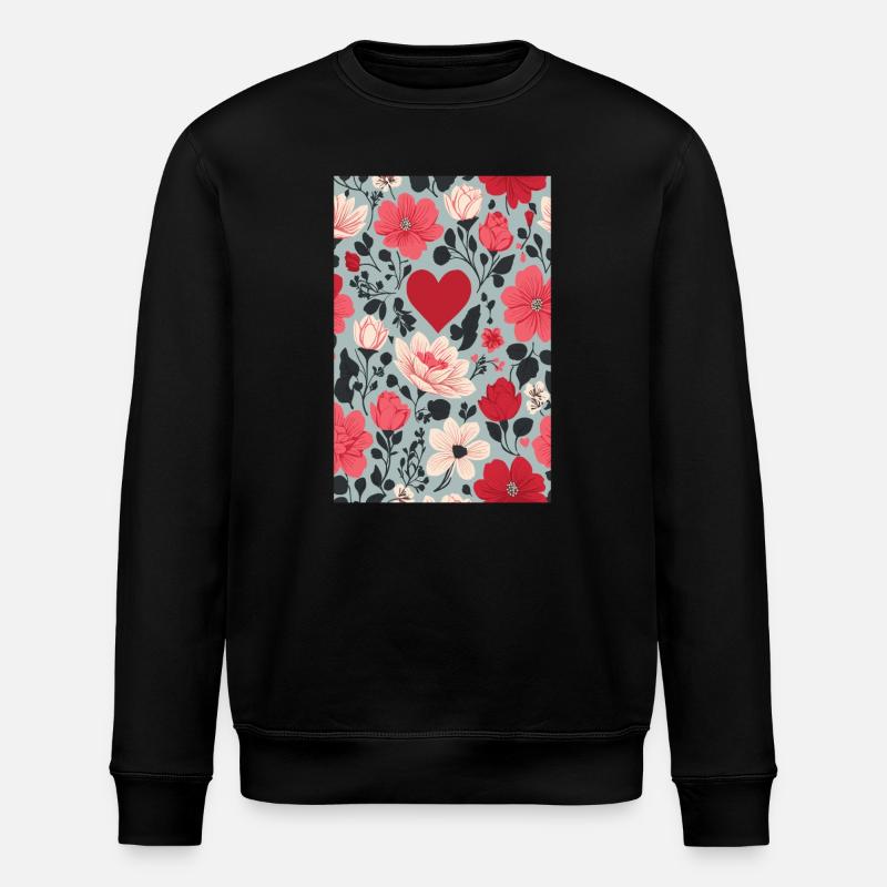 Coeurs et fleurs motif - Sweat bio ROLLER Stanley/Stella Unisexe - noir