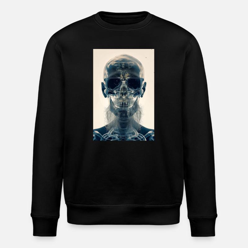 x-ray hipster skull - Stanley/Stella ROLLER Unisex Organic Sweatshirt - black