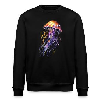 Aquarelle de méduse - Sweat bio ROLLER Stanley/Stella Unisexe - noir - Devant - Nik (191cm)
