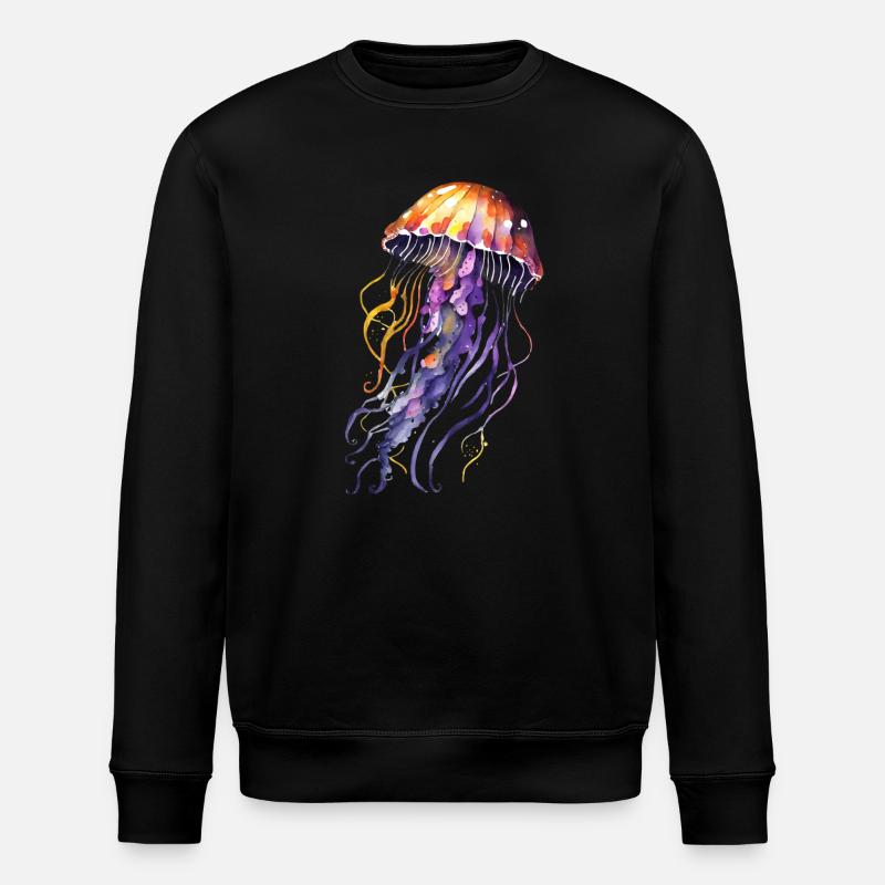 Aquarelle de méduse - Sweat bio ROLLER Stanley/Stella Unisexe - noir