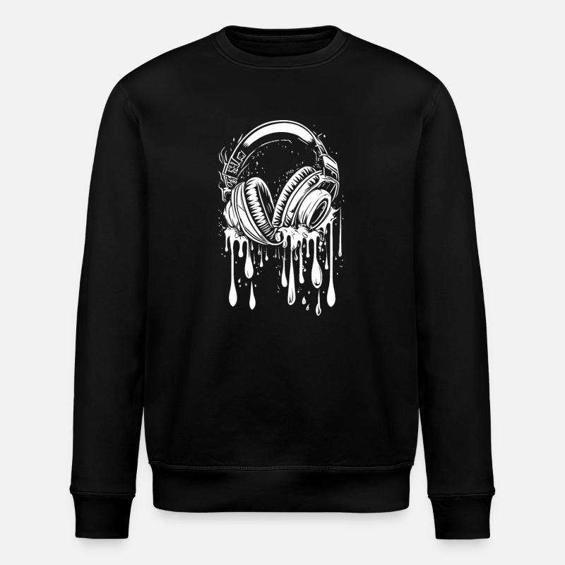 Headphones with drops - Stanley/Stella ROLLER Unisex Organic Sweatshirt - black