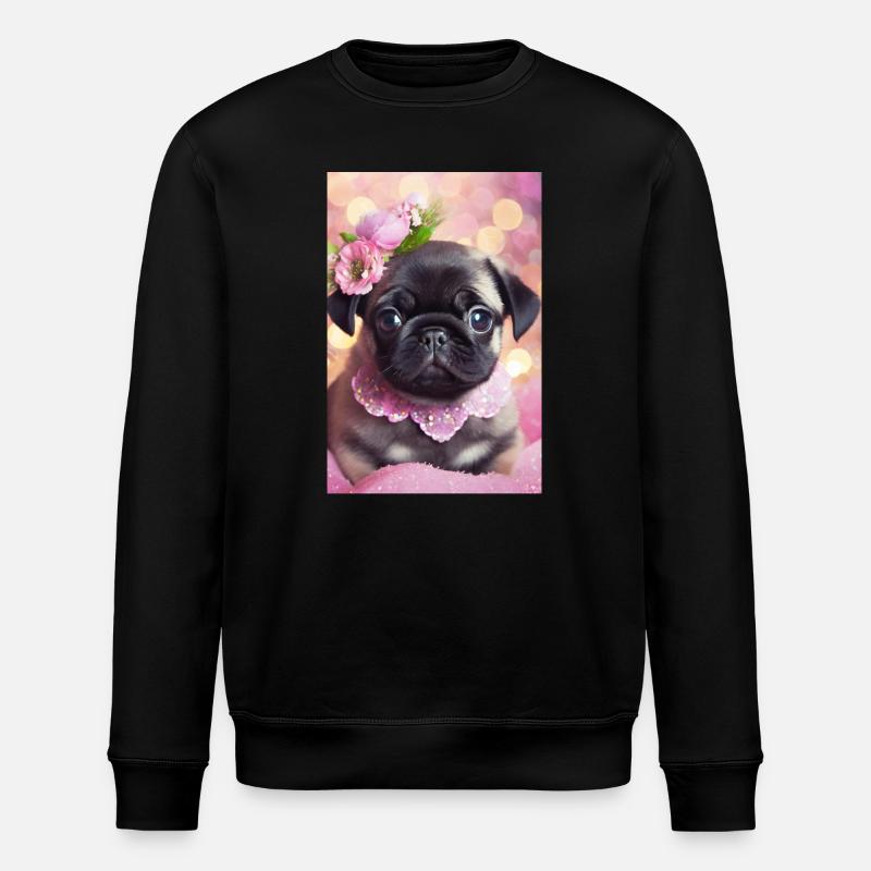 Joli bouledogue avec couronne de fleurs - Sweat bio ROLLER Stanley/Stella Unisexe - noir