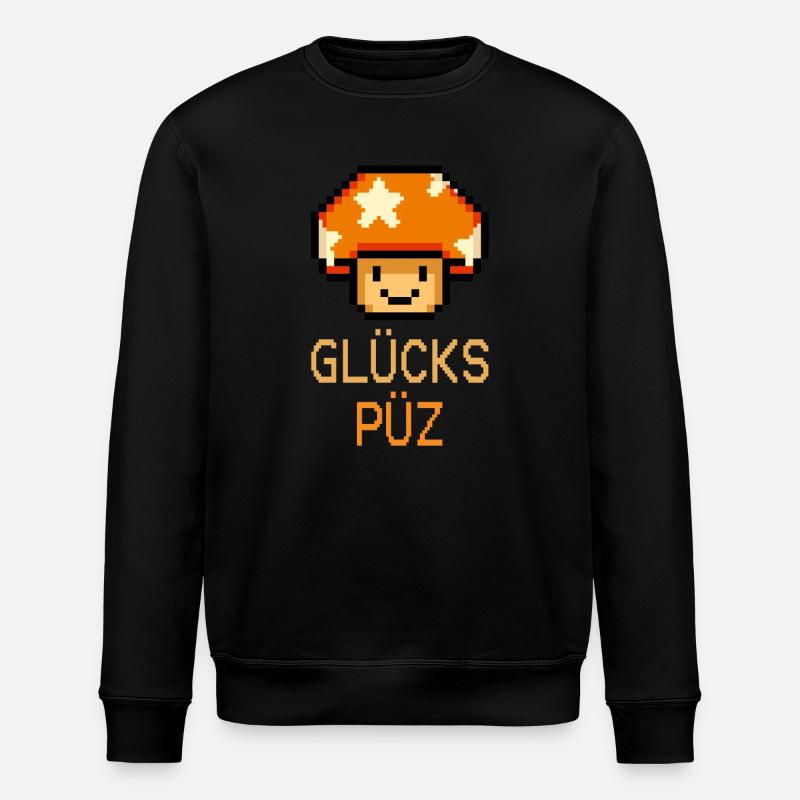 Glückspüz - heldig fyr, dialekt, pixel - Stanley/Stella økologisk unisex-sweatshirt ROLLER - sort