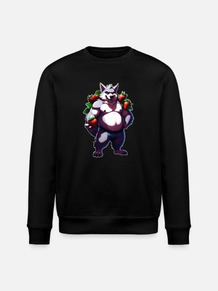 Wolf Strawberry 1 - Stanley/Stella ROLLER Unisex Organic Sweatshirt - black