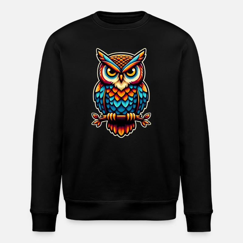 Owl - Stanley/Stella ROLLER Unisex Organic Sweatshirt - black