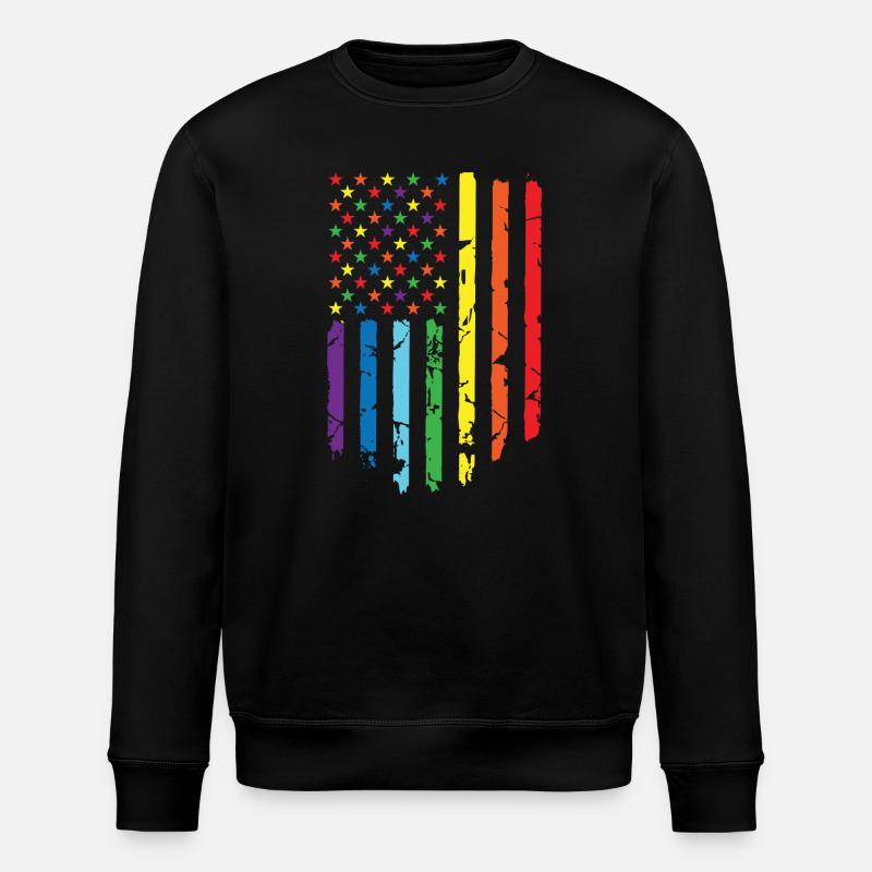 Rainbow flag with star pattern - Stanley/Stella ROLLER Unisex Organic Sweatshirt - black