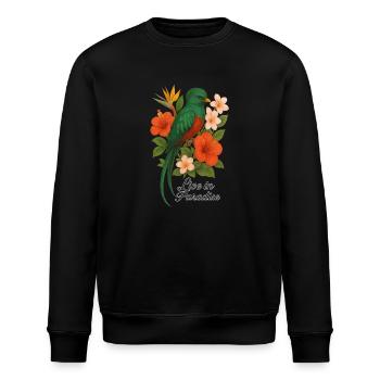 Vivre au paradis – Oiseau de paradis tropical - Sweat bio ROLLER Stanley/Stella Unisexe - noir - Devant - Nik (191cm)