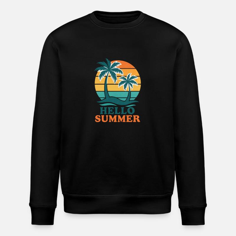 Beach with palm trees and sunset - Stanley/Stella ROLLER Unisex Organic Sweatshirt - black