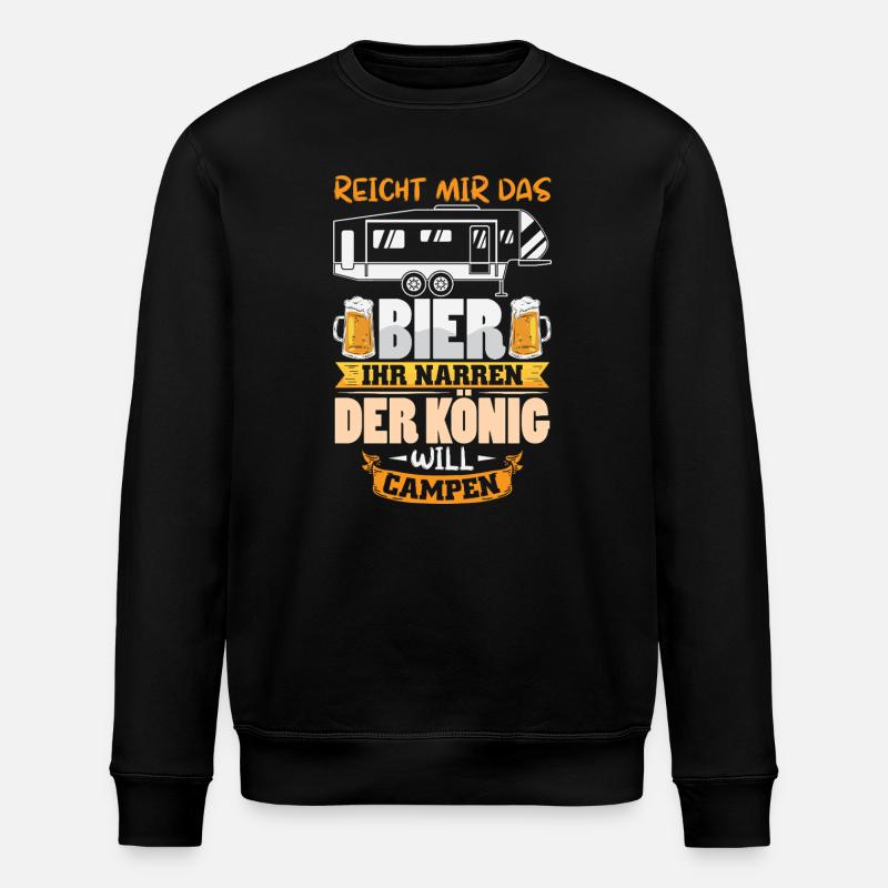 Camper Camping Caravan Saying - Stanley/Stella ROLLER Unisex Organic Sweatshirt - black