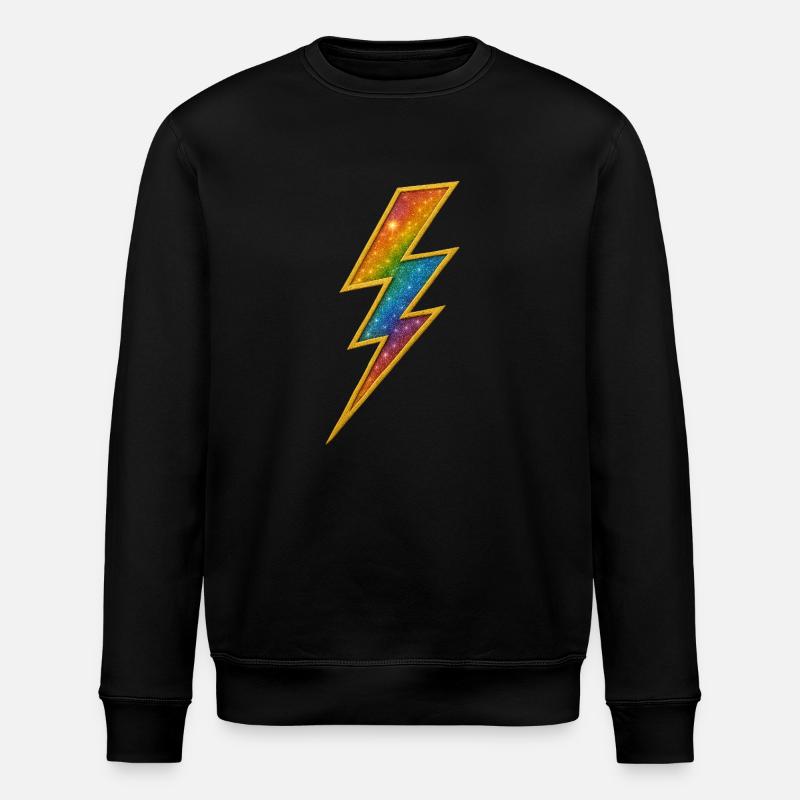 Regenbogen Blitz mit Goldrahmen - Stanley/Stella Unisex Bio-Sweatshirt ROLLER - Schwarz