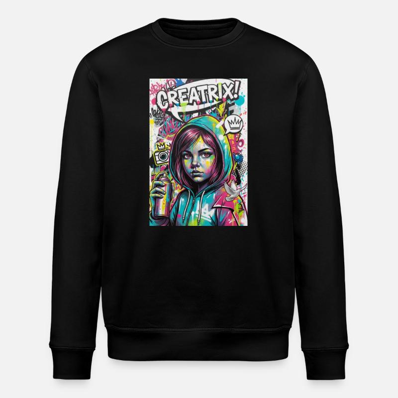 Farbexplosion Graffiti Heldin - Stanley/Stella Unisex Bio-Sweatshirt ROLLER - Schwarz