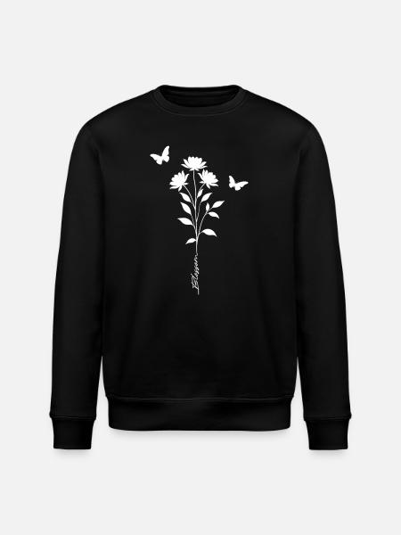 Floral Butterflies Silhouette - Stanley/Stella ROLLER Unisex Organic Sweatshirt - black