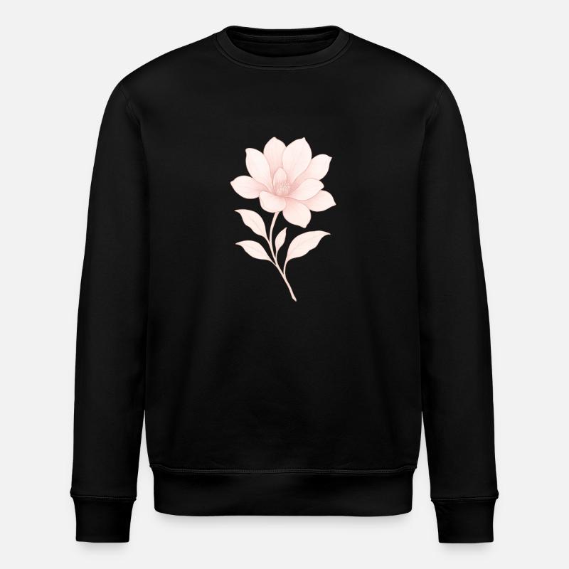 Magnolia rose, Fleur - Sweat bio ROLLER Stanley/Stella Unisexe - noir
