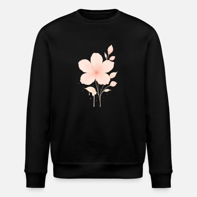 Pêche Fleurs Roses Aquarelle - Sweat bio ROLLER Stanley/Stella Unisexe - noir