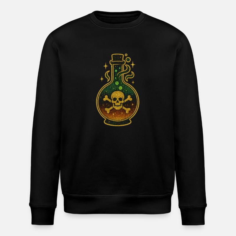 Halloween Giftflasche | Glitzernde Totenkopfphiole - Stanley/Stella Unisex Bio-Sweatshirt ROLLER - Schwarz