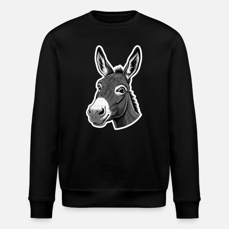 Curious Donkey – Charming & Funny - Stanley/Stella ROLLER Unisex Organic Sweatshirt - black