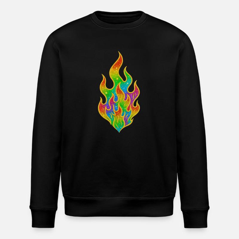 Regenbogenfeuer Glitzerflamme - Stanley/Stella Unisex Bio-Sweatshirt ROLLER - Schwarz
