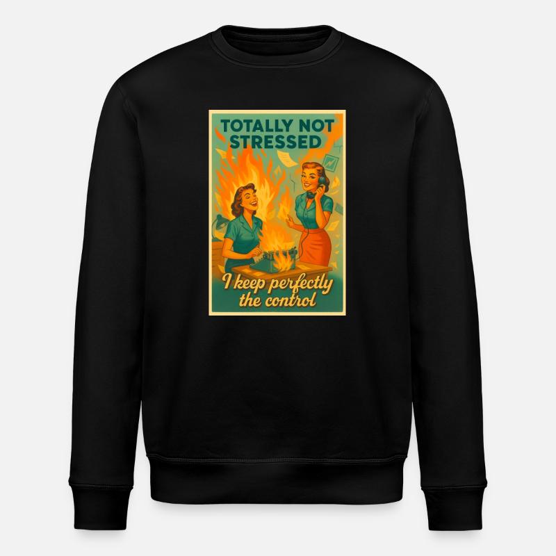 Total gestresstes Retro-Büro - Stanley/Stella Unisex Bio-Sweatshirt ROLLER - Schwarz