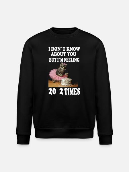 40 . Birthday Funny Cat Design - Stanley/Stella ROLLER Unisex Organic Sweatshirt - black