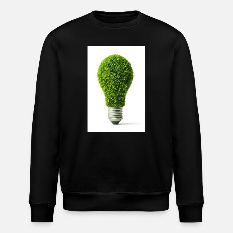 Leafy Glow Light Bulb Design - Stanley/Stella ROLLER Unisex Organic Sweatshirt - black