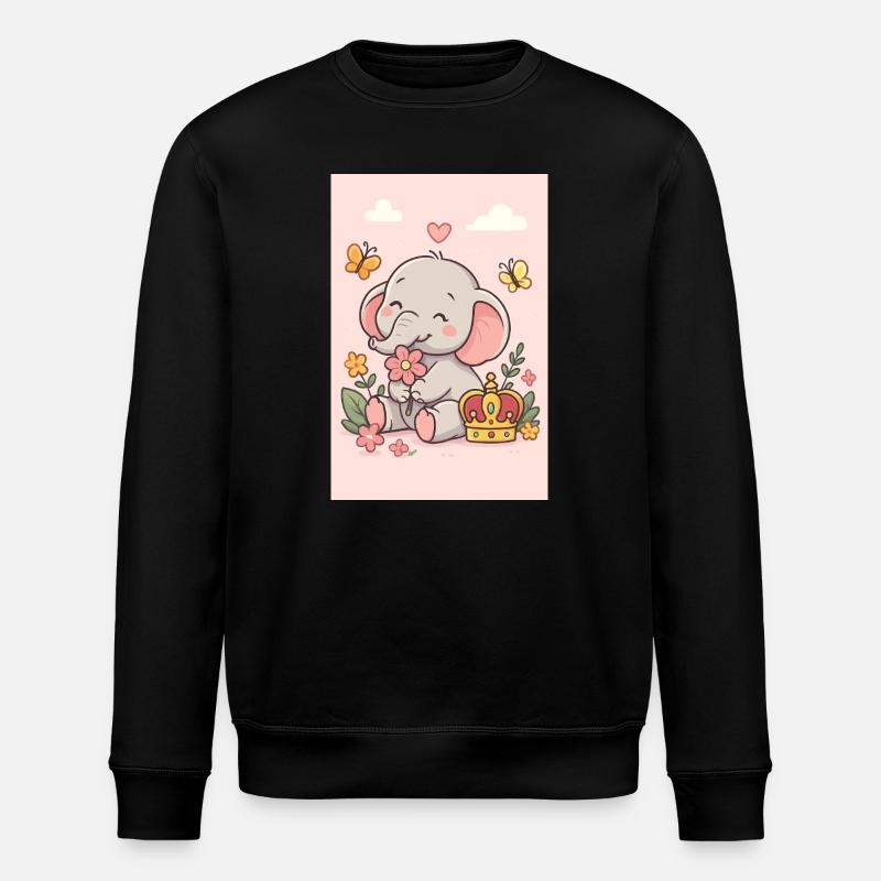 Pastel Elephant Crowned - Stanley/Stella ROLLER Unisex Organic Sweatshirt - black
