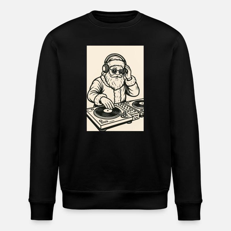 Weihnachtsmann-DJ auf Plattenspielern - Stanley/Stella Unisex Bio-Sweatshirt ROLLER - Schwarz