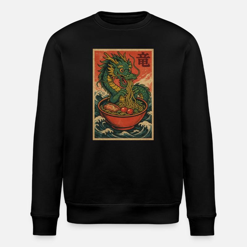 Nouilles dragon dans un bois ondulé - Sweat bio ROLLER Stanley/Stella Unisexe - noir